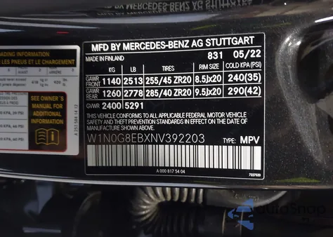 2022 Mercedes-Benz Glc 300 4Matic Suv from USA, damaged, VIN W1N0G8EBXNV392203